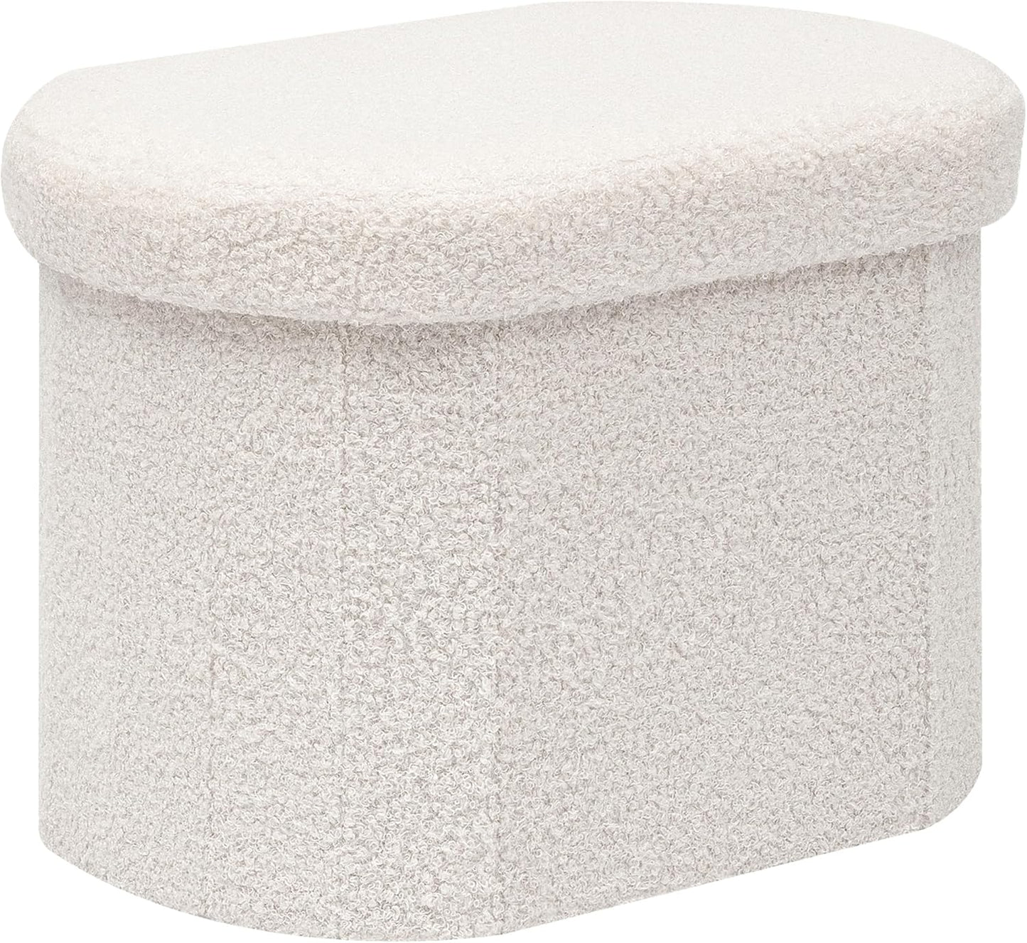 16.1"x12.2"x12.2" PINPLUS Storage Ottoman Boulce Tufted Oval Small Ottomans Bench Foot Rest with Storage, (White)