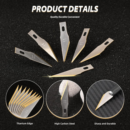 EHDIS Exacto Knife Set Utility Craft Precision Hobby Knife Tool with 10PCS # 11 Titanium Coated Blade Refill for Working-Stencil, Scoring, Scrapbooking, Architecture Modeling, Crafting