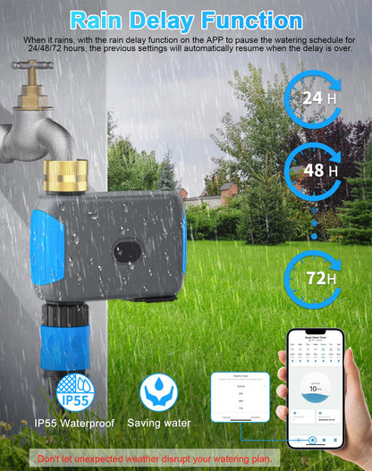 Smartale WiFi Sprinkler Timer, Smart Bluetooth Hose Timer, Programmable Automatic Irrigation System with Remote APP, Compatible with Alexa Google, Watering for Outdoor Garden Yard Lawn, 1 Outlet