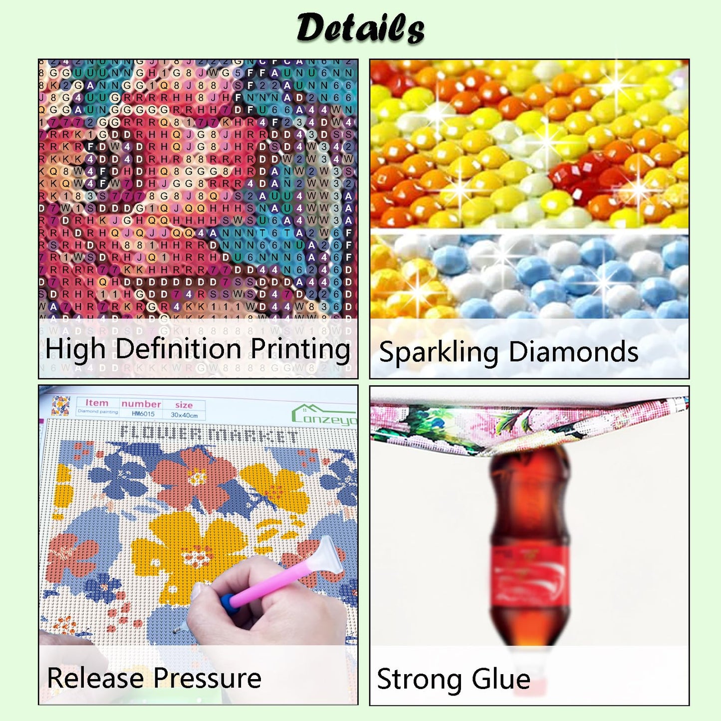 Lanzeyo Diamond Painting Kits for Adults Hand Crafts Diamond Art Kits for Beginners Starry Night Landscape Diamond Painting Diamond Dots Kits Gem Art Adult Crafts 4PCA Wall Art (StarryNight)
