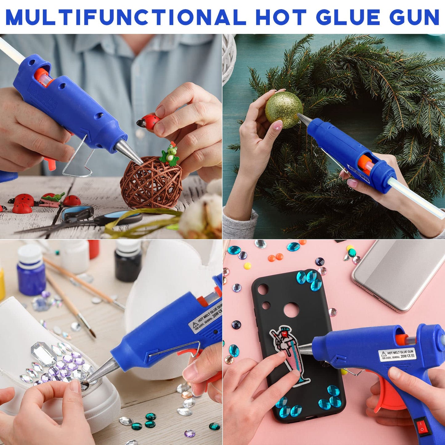 Zhengmy 12 Pieces Mini Hot Glue Gun Crafts Hot Melt Guns Fast Preheating and Easy Squeeze Trigger for School DIY Arts Class Projects Office Home Quick Repairs (Blue)