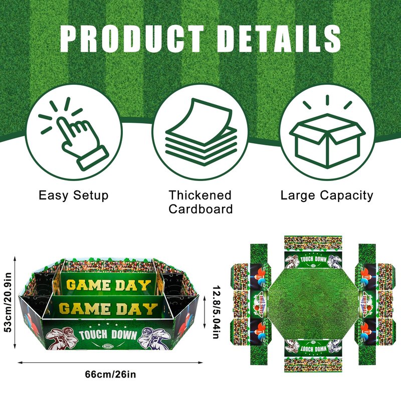 Football Party Decorations, Football Party Favors Food Tray Set Stadium Snack Display Tray for Game Day Tailgate Birthday Party Supplies Kit