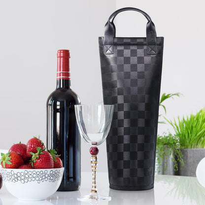 Tirrinia Single Wine Gift Tote Bag, Insulated Padded Thermal Wine Bottle Carrying Cooler for Travel, Picnic, Black