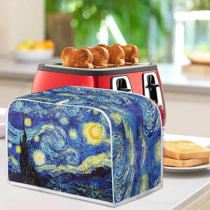 ZFRXIGN Starry Night Toaster Cover for 4 Slice Small Appliance, Washable Blue Dust Cover with Top Handle