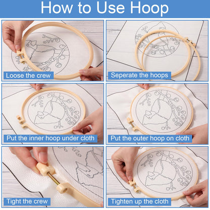 SmoothNovelty DIY Punch Needle Kits for Beginners with Hoop Embroidery Fabric Instructions Thread Punch Needle Craft Set Easy for Starter Adults and Children Gift Decoration, 20x20cm-4(Cardinal Bird)