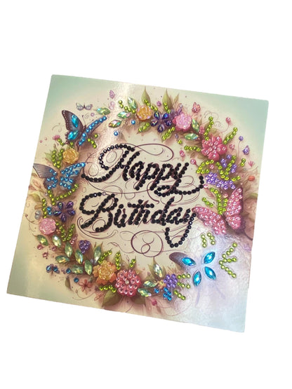 Syntego 4pcs 5D DIY Diamond Art Birthday Card Kits for Adults - Diamond Art Cards with Envelopes, Diamond Painting Greeting Card Kit, Includes Diamond Pen, Tray, Diamonds - Birthday Gift Set