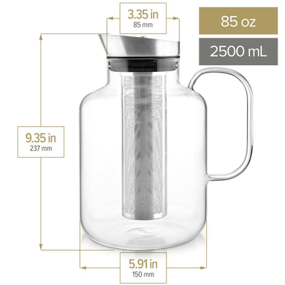 Teabloom 100% Plastic-Free Extra-Large Multi-Brew Borosilicate Glass Teapot + Kettle + Pitcher – Steep and Serve Hot Tea, Iced Tea, Cold Brew Tea and Fruit Infused Water – Legacy Tea Maker