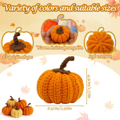 Sahoottie Mini Knit Pumpkins Set of 5, Fall Pumpkins Decor, Autumn Bowl Fillers Fall Farmhouse Tier Tray Decor, Warm Gift for Friend, Thanksgiving Decoration(Mini Autumn Set)
