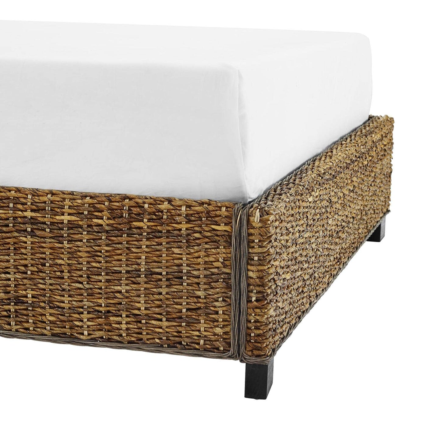 HomeStock Lakeside Living Bed Set, Queen Size, Natural, Steel, Wood Finish Banana Leaf - 86" L x 66.75" W x 52.75" H