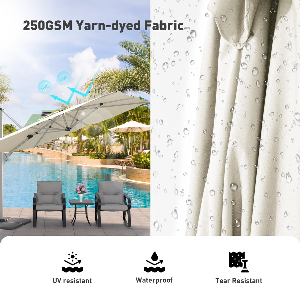 COSIEST 10'x10' Patio Umbrella Cantilever Outdoor Rectangular Offset Umbrella with 360°Rotation, Double Top Heavy Duty Windproof Aluminum Frame for Pool Garden Deck Backyard