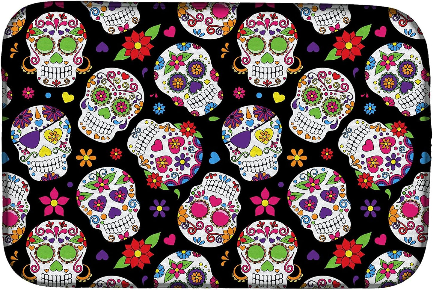 Caroline's Treasures BB5116DDM Day of the Dead Black Dish Drying Mat, 14 x 21", Multicolor