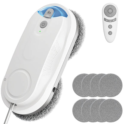 KKI Window Cleaning Robot, Auto Window Cleaner Robot, Dual Spray, Max 3200Pa, AI Path Planning & Edge Detection, Remote Control for Inside/Outside High-Rise Windows,Glass Door,8Cloths, X3 (White)