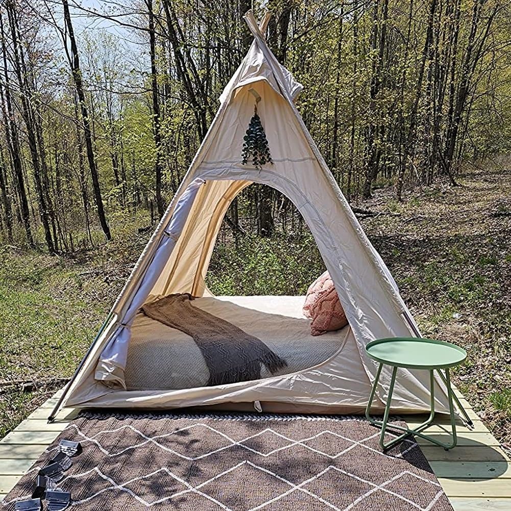 Dream House Three-Season Cotton Canvas Camping Pyramid Tent for 2~3 Person