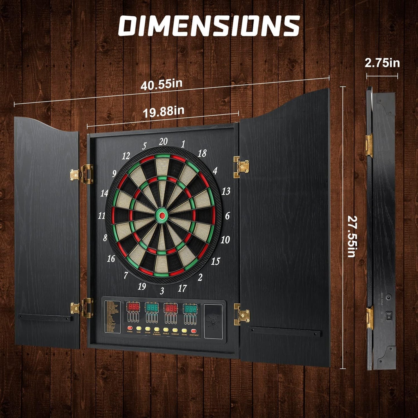 Electronic Dart Board, Wooden Box Dartboard with 12 Soft Tip Dart, 18 Inch LED Digital Dart Boards, Multiplayer/Multiple Ways to Play, Darts Competition