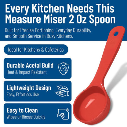 Carlisle FoodService Products Measure Miser Solid Measuring Spoon with Short Handle, 2 Ounces, Red (Pack of 12)