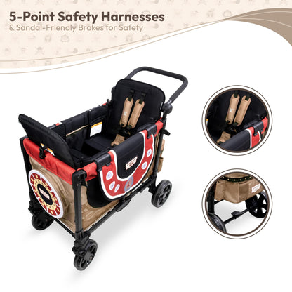 WONDERFOLD W2 Elite Pro Limited Edition ONE PIECE Thousand Sunny Stroller Wagon 2 Seater - Collapsible Wagon Stroller with Seats w/ 5-Point Harnesses, Easy Access Zipper Door, and Removable Sun Canopy