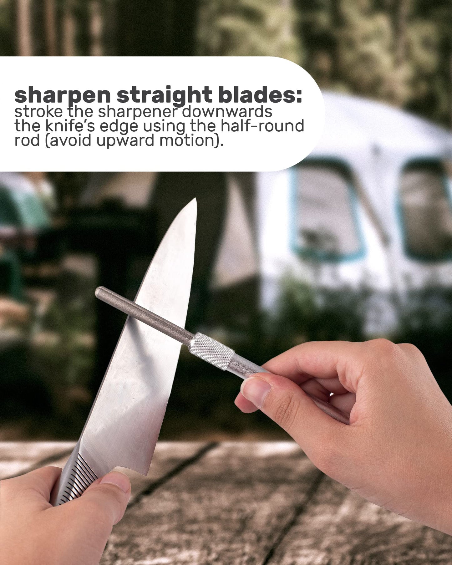 Wamery Serrated Knife Sharpener - Retractable Diamond Rod Pocket Sharpener for Serrated & Straight Blades - Multifunctional Sharpening Tool for Outdoor Kitchen Fishing Hunting (Silver)