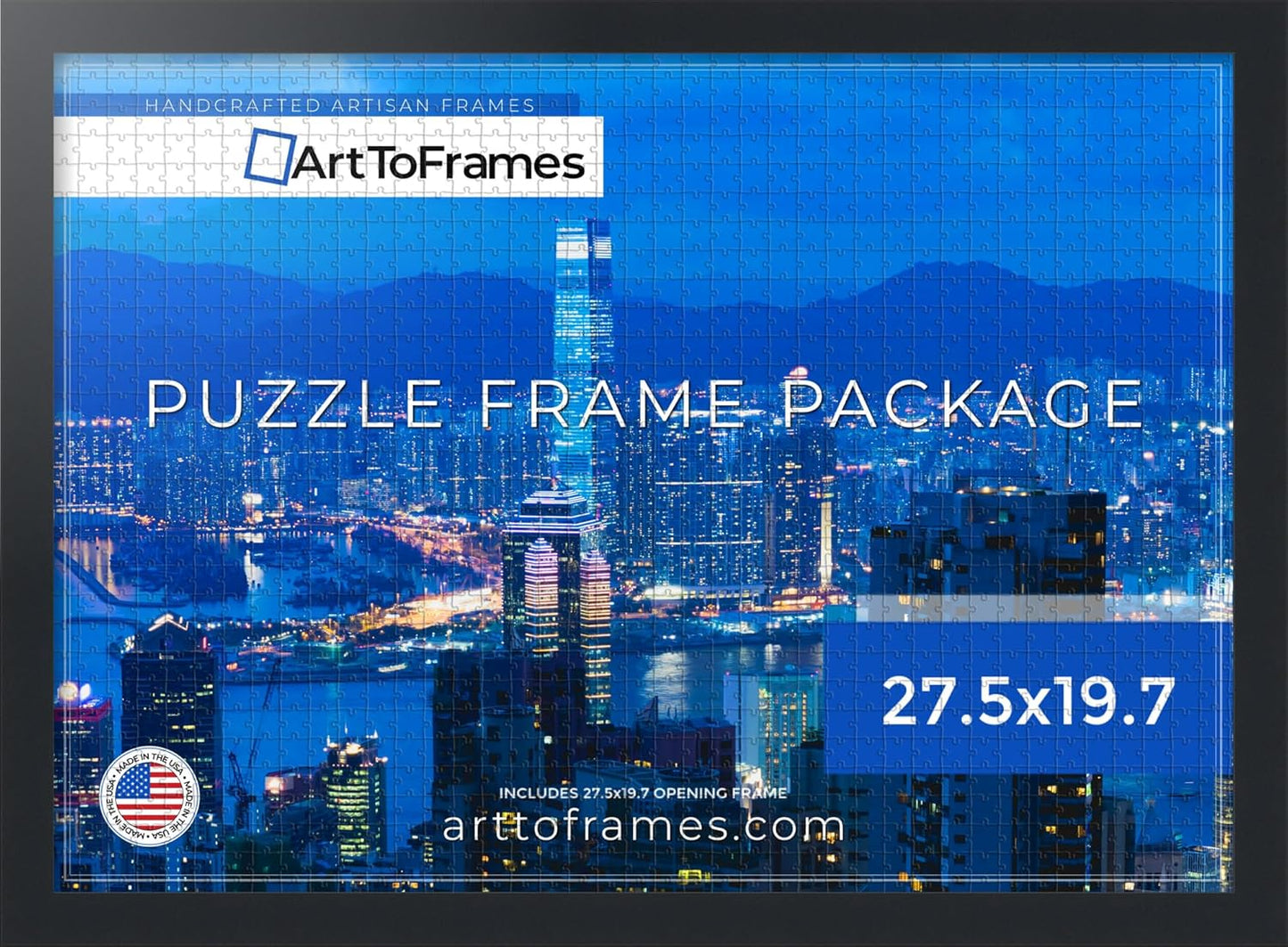 27.5x19.7 INCH 50x70 CM 1000 1.25 Inch (PuzzleFRBW26079-27.5x19.7) ArtToFrames / Black Frame for piece Puzzles.This