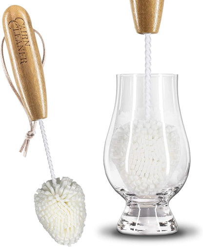 Whiskey Tasting Glass Brush - Natural Bamboo 3-Pack, Also for Wine Glasses and Champagne Flutes
