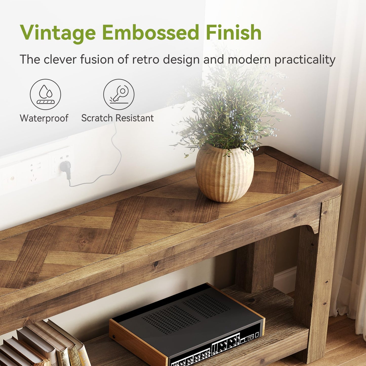 LITTLE TREE Solid Wood TV Stand with Open Storage Shelves, Farmhouse TV Stand for 65-Inch TV, Mid Century Modern TV Stand for Living Room, Bedroom - 63" Rustic Brown