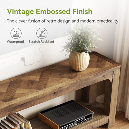LITTLE TREE Solid Wood TV Stand with Open Storage Shelves, Farmhouse TV Stand for 65-Inch TV, Mid Century Modern TV Stand for Living Room, Bedroom - 63" Rustic Brown