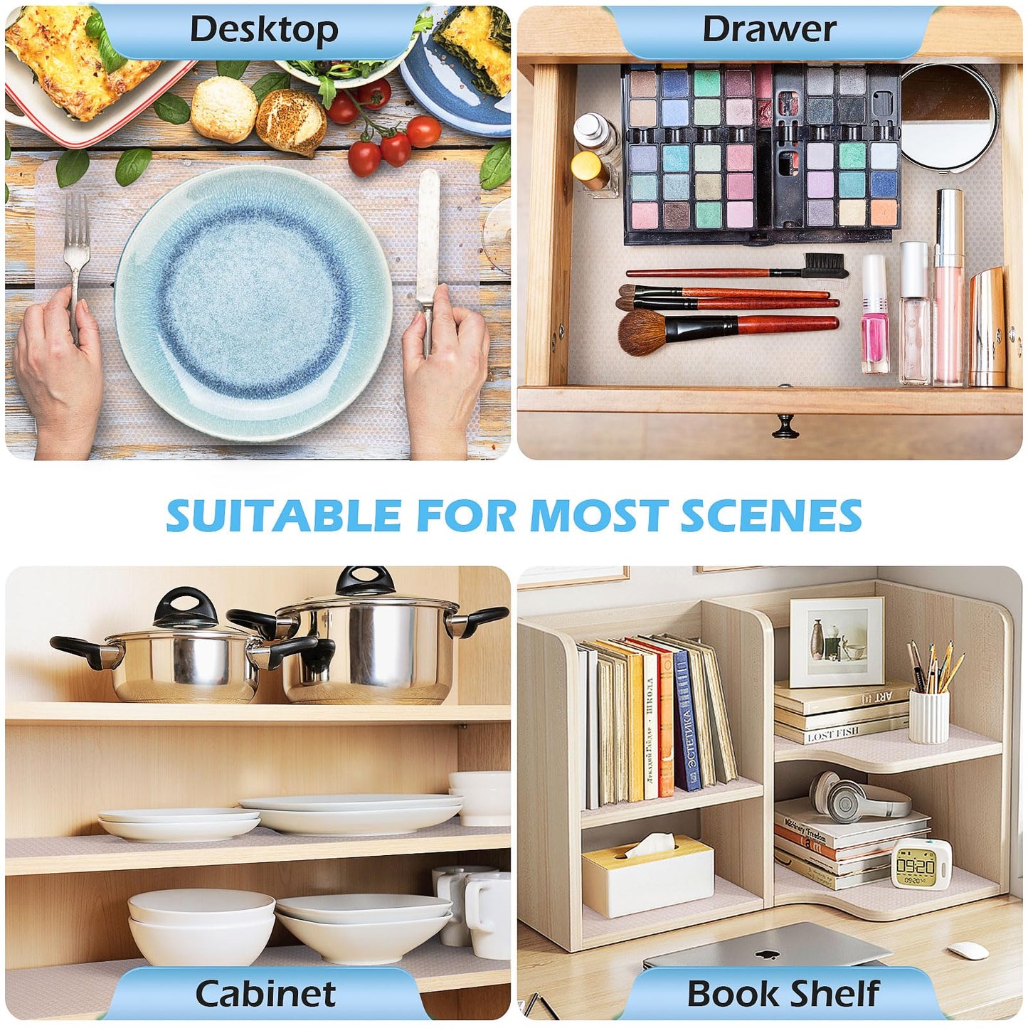MooiFun Drawer Liners, Waterproof Shelf Liner, Anti-Slip Non-Adhesive BPA Free Kitchen Cupboard Cabinet Liner Refridge Fridge Mats Sink Protector Strong Durable for Home (Clear/11.8in x 10Ft)