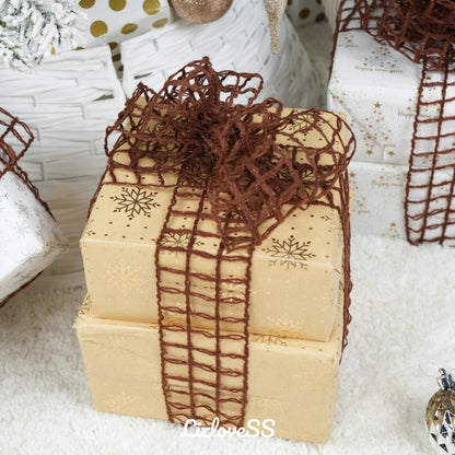 LIZLOVESS Brown Mesh Burlap Wired Ribbon 2.5" x 10 Yards Rustic Wrapping Ribbon Net Ribbon for Christmas Home Decor Wedding Gift Wrapping Tree Topper Bows Wreaths Craft Supplies Thanksgiving Autumn