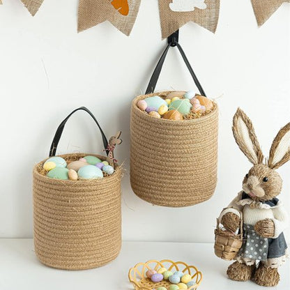 Goodpick Jute Hanging Basket Set - Small Woven Fern Wall Decor for Plants | 7.87 x 7 x 11.7 Inches