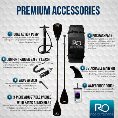 Roc Inflatable Stand Up Paddle Board 10' 6" with Premium SUP Paddle Board Accessories, Wide Stable Design, Non-Slip Comfort Deck for Youth & Adults (Canopy W/Kayak Seat)