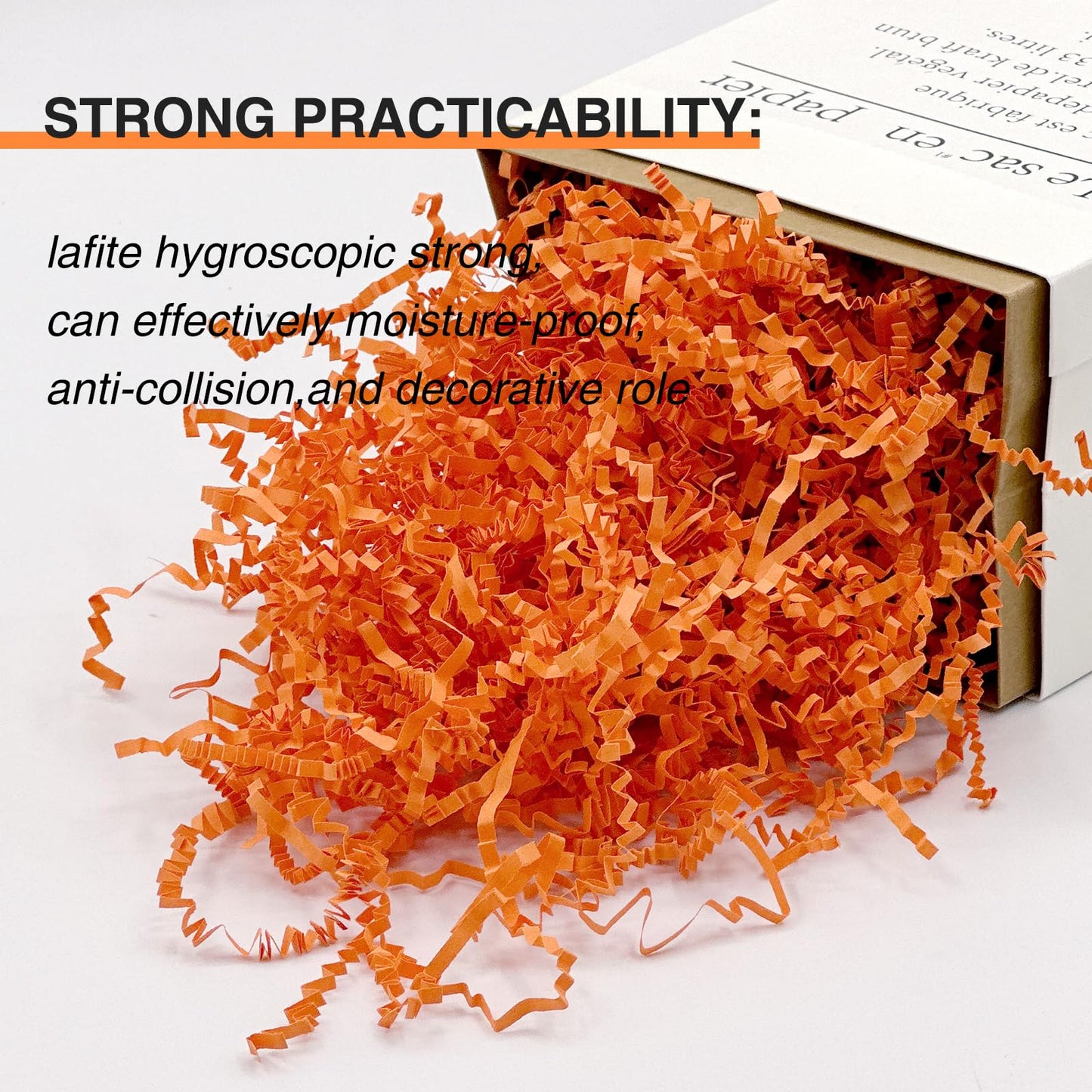 Corlcol 1LB Crinkle Cut Paper Shred Filler for Gift Box Bag and Basket On Halloween(Orange)