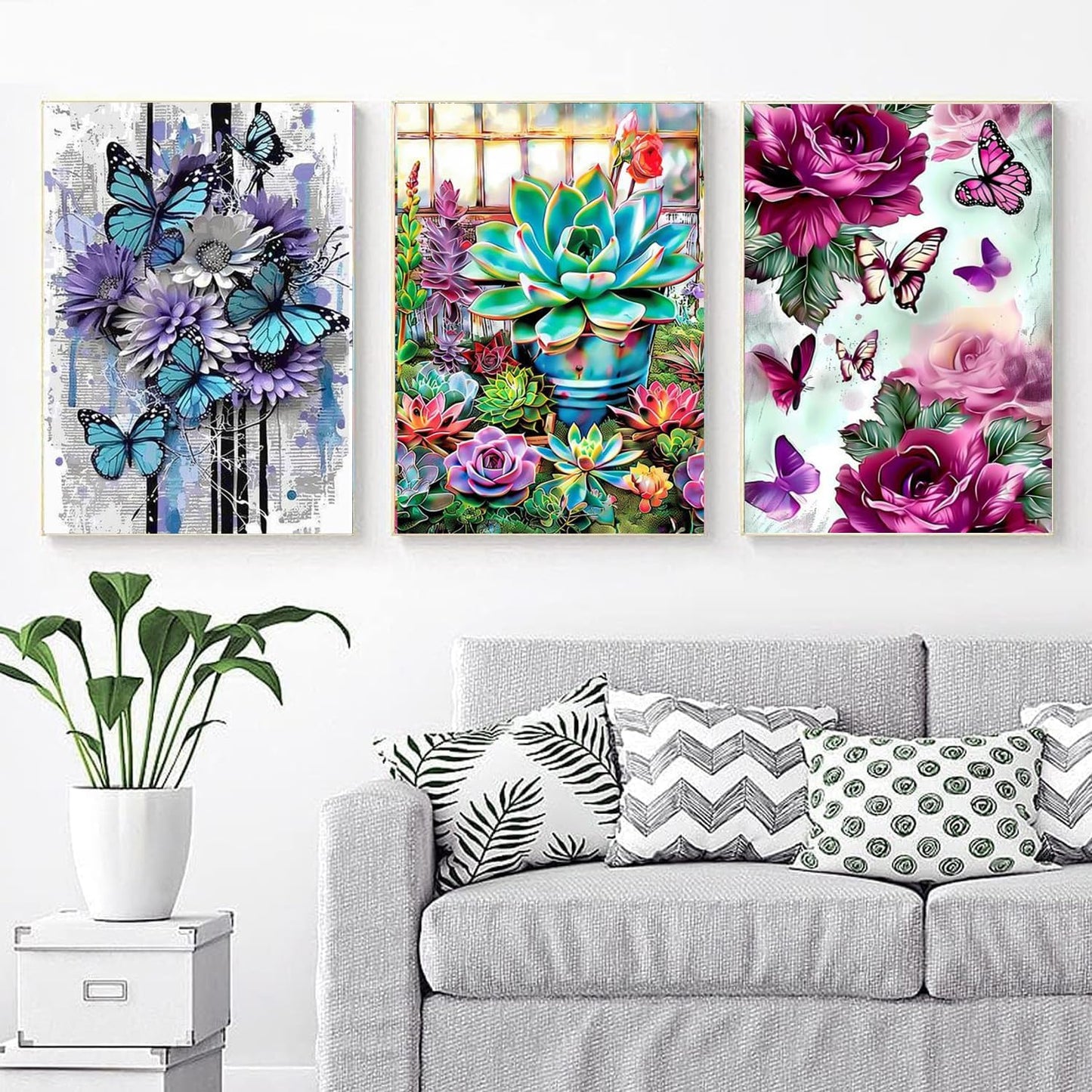 EWJRNSF 6 Pack 5D Diamond Painting Kits for AdultsBeginners, Diamond Arts Kits Diamond Art Sets,GemPainting Arts & Crafts Home Wall Decoration 11.8x15.7Inches Butterfly