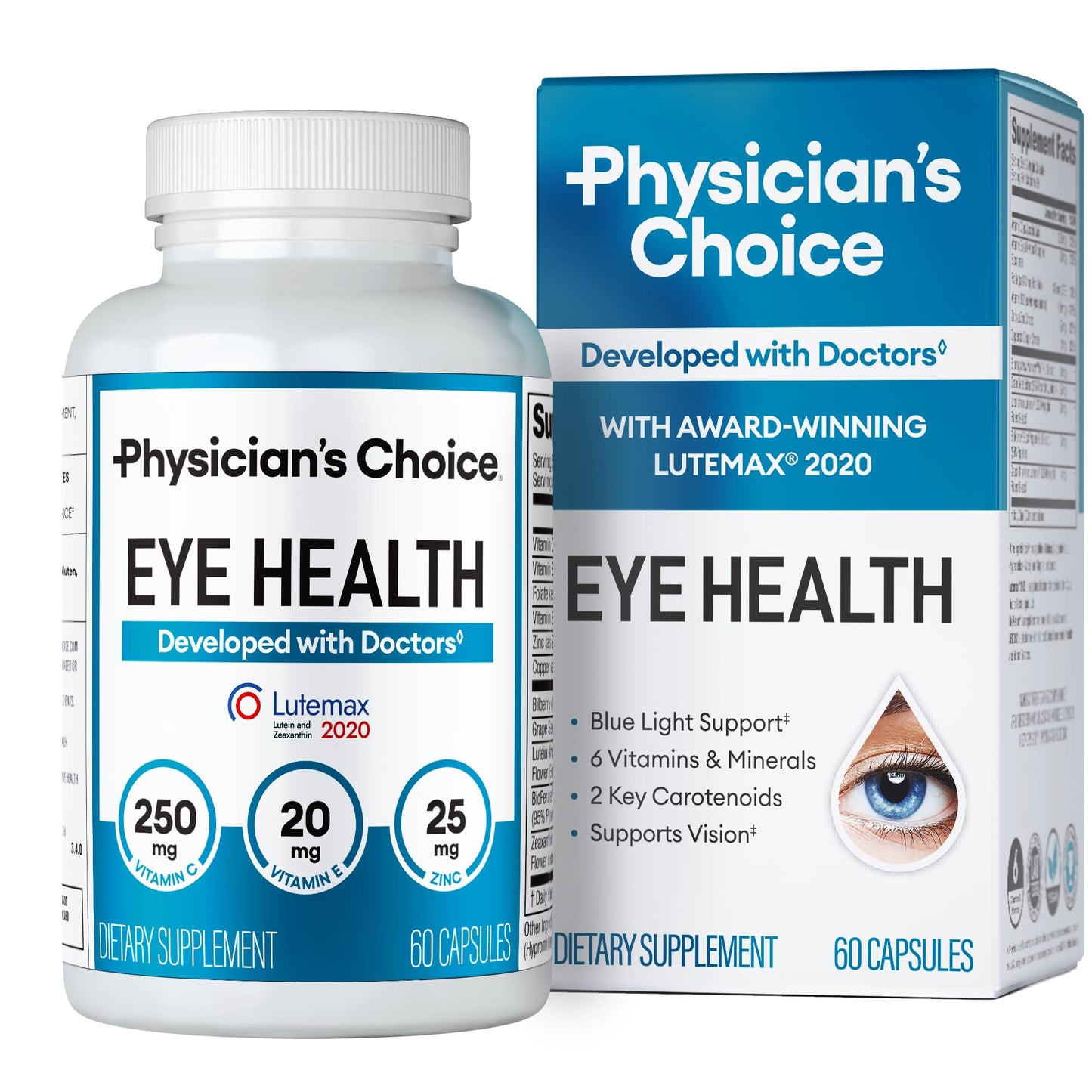 Areds 2 Eye Vitamins - Lutein, Zeaxanthin & Bilberry Extract - Supports Eye Strain, Dry Eyes, and Vision Health - 2 Award-Winning Clinically Proven Eye Vitamin Ingredients - Carotenoid Blend