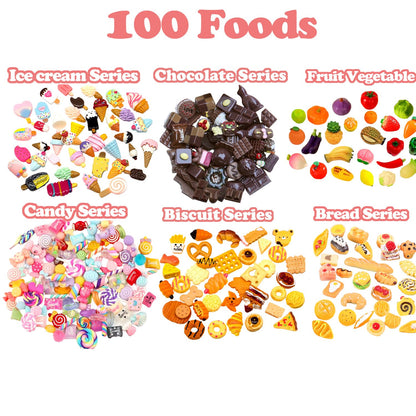 150pcs Miniature Stuff Mini Food Toys Dollhouse Accessories Doll House Kitchen Furniture Tiny Micro Cooking Miniatures Hamburger Cake Dessert Donut