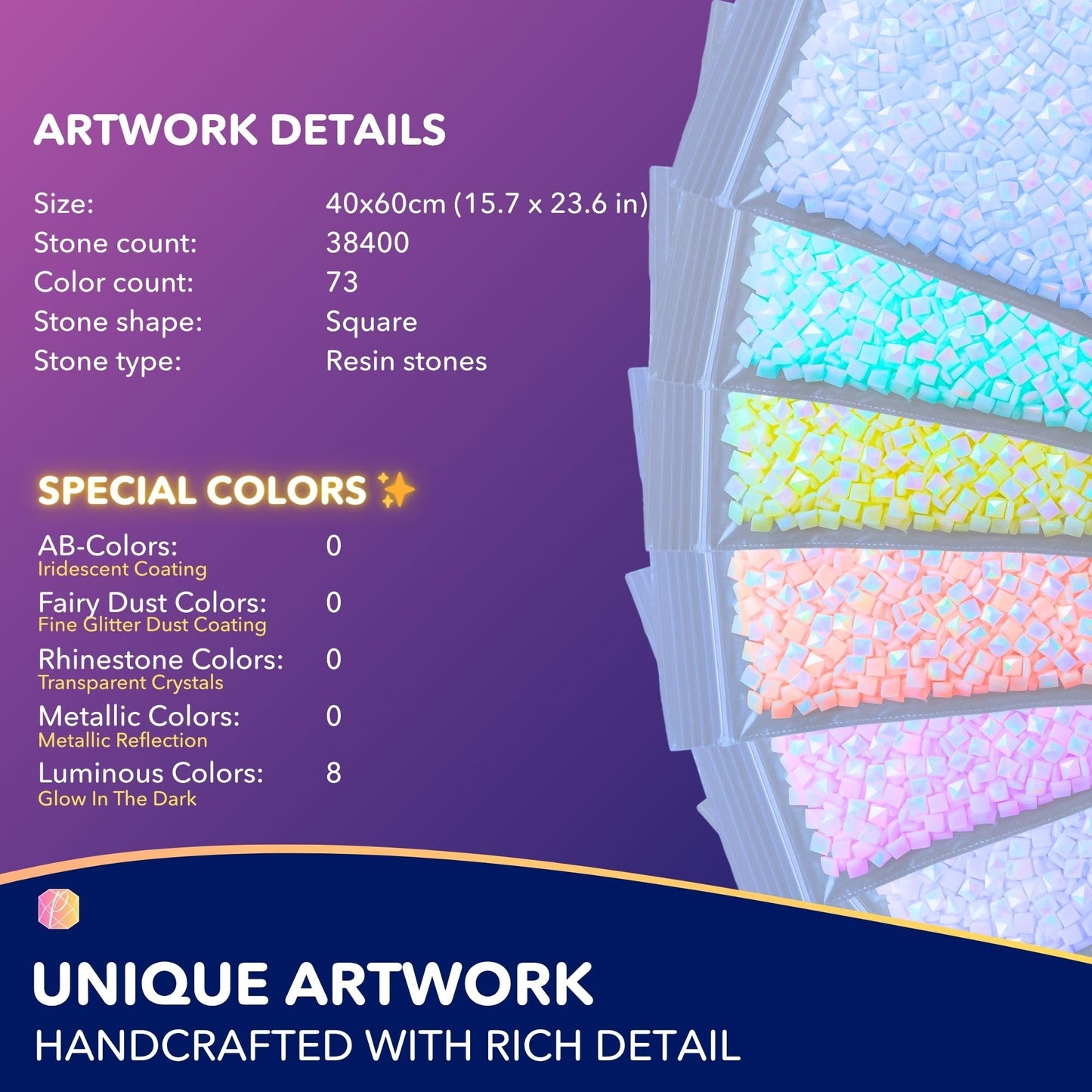 Picmondoo Diamond Painting - 40 x 60 cm, with Square Resin Stones, AB Stones, Rhinestones & Metallic Colours - DIY Artwork for Adults and Children (Luminous Flower Magic)