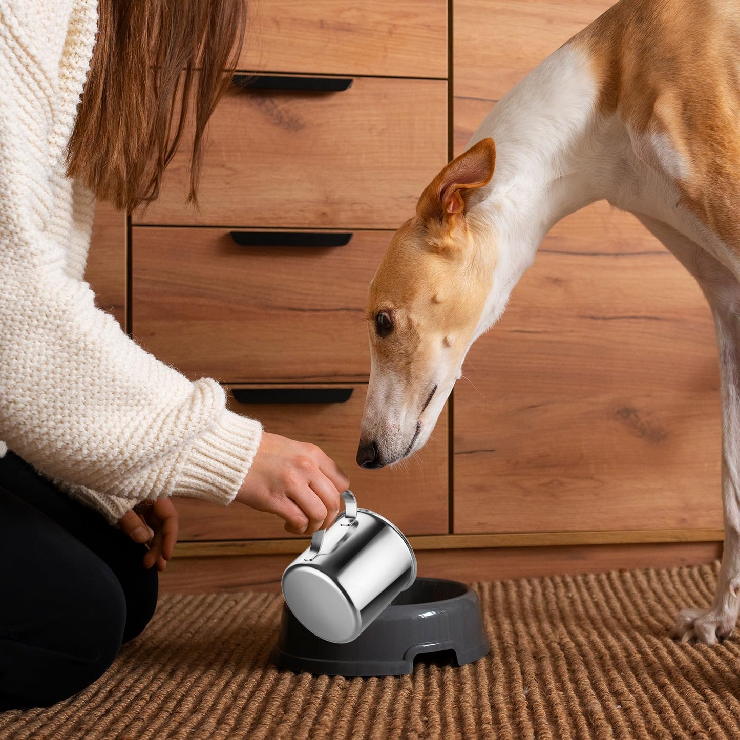 Ashmacdo Dog Food Scoop 2 Cup,304 Stainless Steel Measuring Cups with Handle Pet Food Scoop Cup Measuring Scoop for Dogs, Cats, Birds & Rabbits – Ideal for Dry Food & Treats (2 Cup)