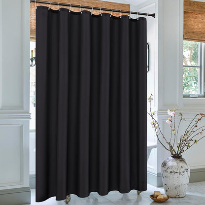 Biscaynebay Fabric Narrow Shower Stall Curtain Liners - 40" x 72", Black Water Resistant Bathroom Curtains