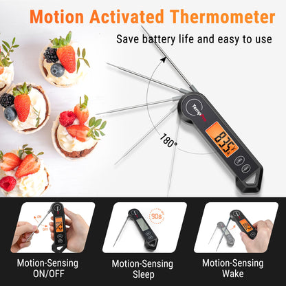 TempPro TP19H Waterproof Digital Meat Thermometer with Ambidextrous Backlit and Motion Sensing Cooking Food Thermometer for BBQ Grill Smoker Oil Fry Candy Thermometer (Previously ThermoPro)