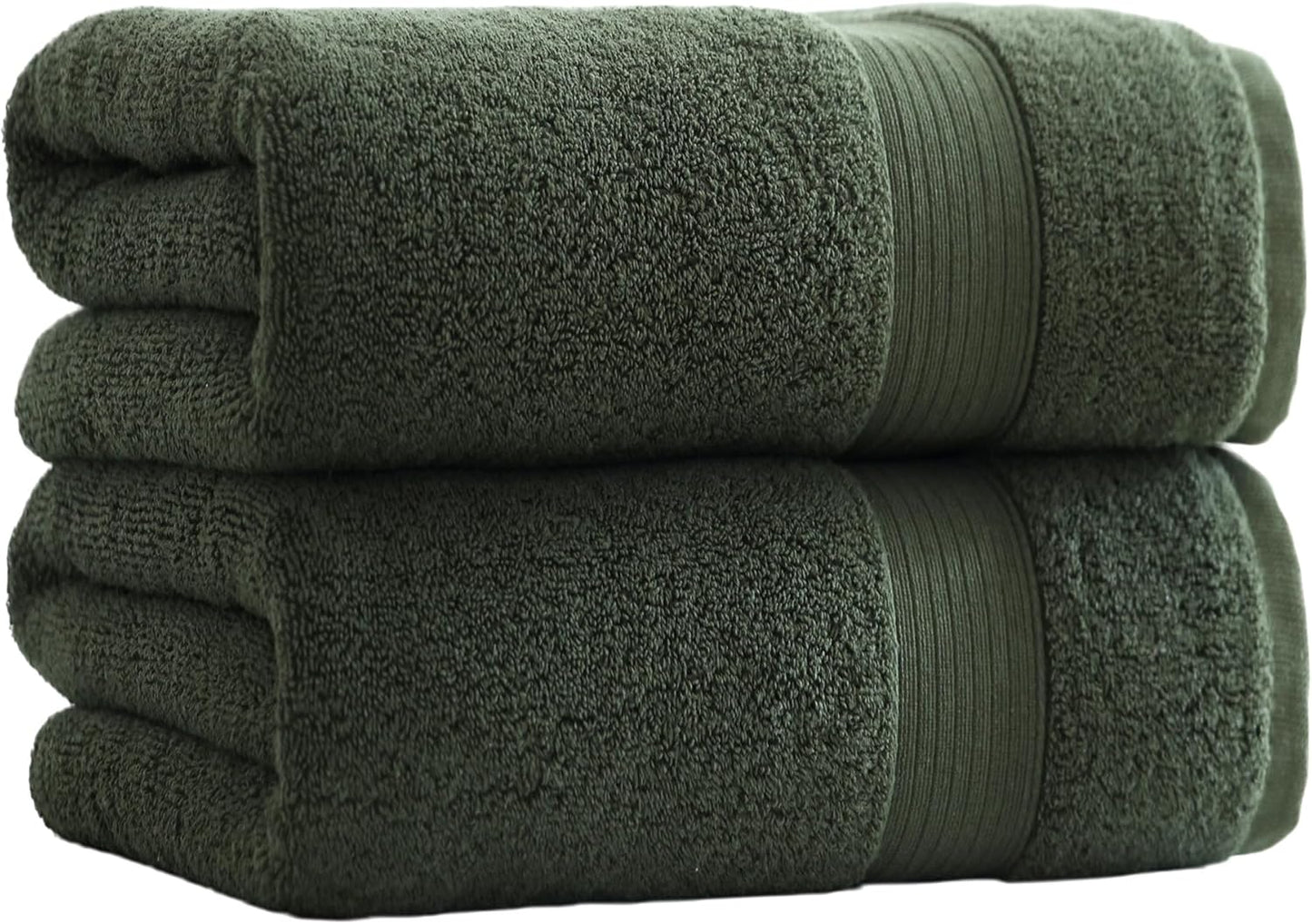 27x55 Set 100 650GSM Green,Pack 2) Bath Towels Percent Cotton Luxury Super Soft Absorbent Bathroom Towels (Olive