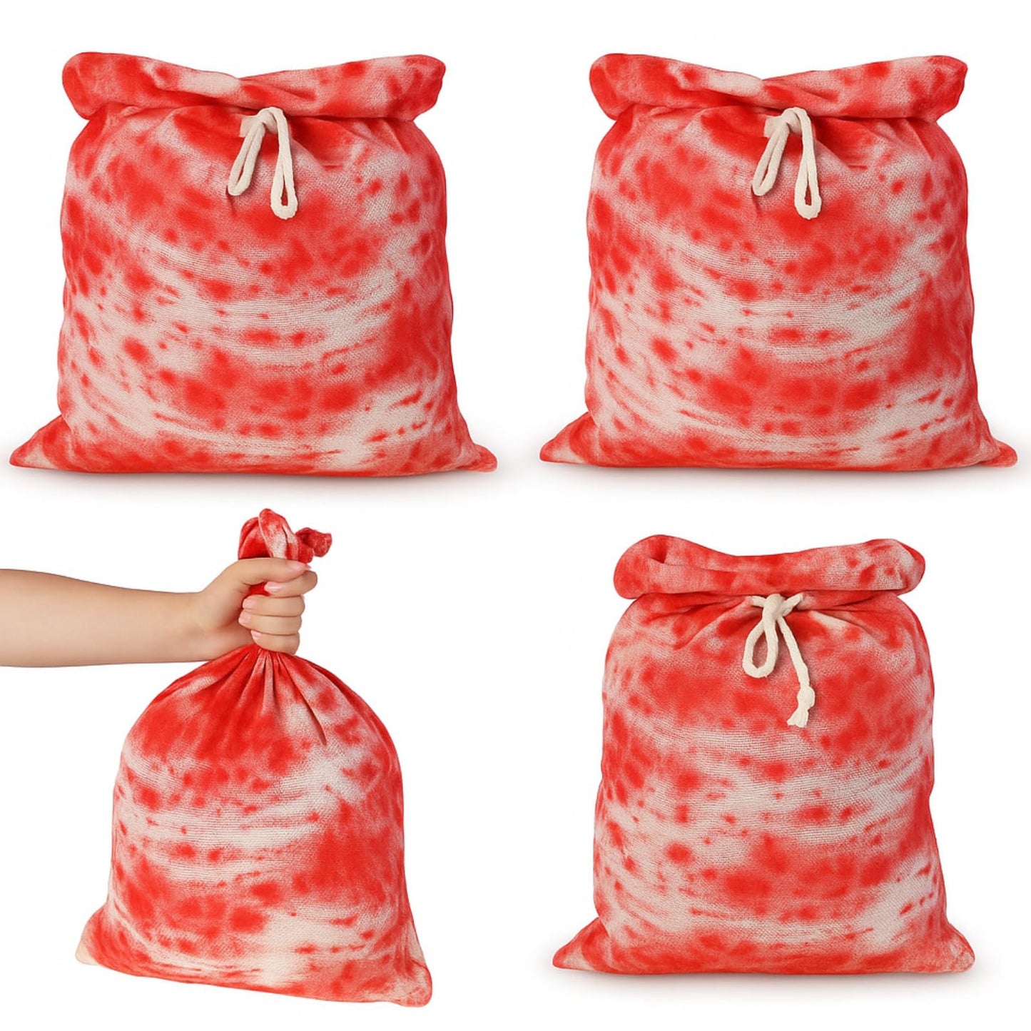 Arrowbash 4 Pcs Halloween Horror Treat Goodie Bags Bloodstain Spooky String Back Halloween Drawstring Bloody Body Bags for Candy Favors Supplies (20 x 16 in)