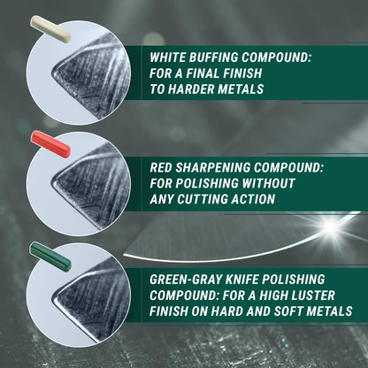 BeaverCraft Stropping Compound Kit for Leather Strop - Buffing Compound for Knife Polishing - Red White Green Polishing Compounds P03