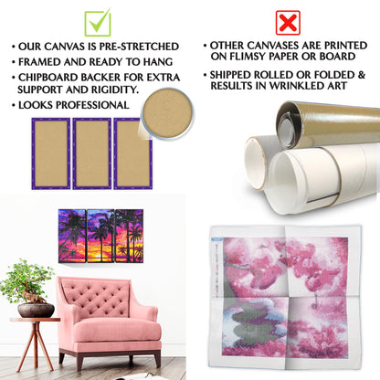 ArtSkills Diamond Painting Kit, Diamond Art on Framed Canvas with Gem Storage Case and Accessory Kit, Waterfall, 3 Stretched Canvas Panels, 14” x 7” Each