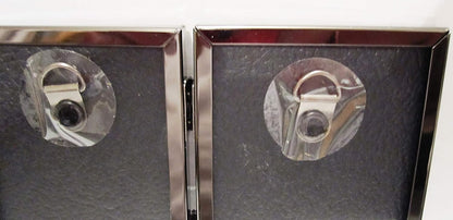 EXP Black Hinged Double Metal Picture Frame, 2.5x3.5, Tabletop or Wall Hang