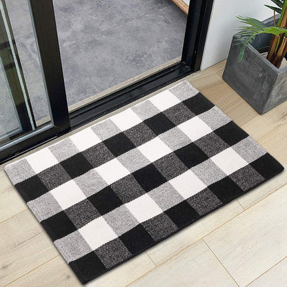 Buffalo Plaid Rug - Black and White Checkered Outdoor Rug, Washable 24x36 Inches