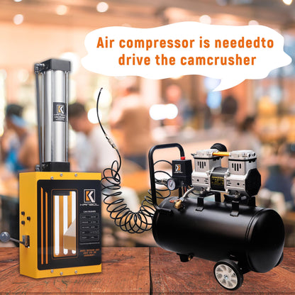 KANBOL Yellow Air-Powered Can Crusher – Fully Enclosed Design for Safe 12oz/16oz Aluminum Can Crushing – Wall Mount Recycling Tool