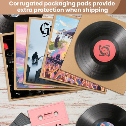 Bercoor 25 Pack Corrugated Cardboard Sheets 12x12, Flat Corrugated Cardboard Inserts for vinyl record mailers, Packing, Shipping, Mailing, Card Board Backing, Art Craft