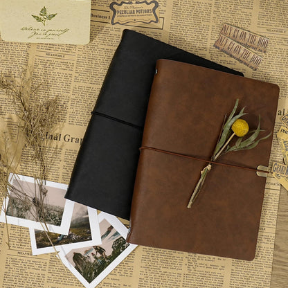 Vienrose Photo Album Scrapbook Kit, 3 Ring Faux Leather Cover DIY Memory Book Kraft Paper with 30 Sheets 60 Pages, Vintage Scrapbooking Supplies Set for Wedding, Anniversary, Valentine Gifts, Brown