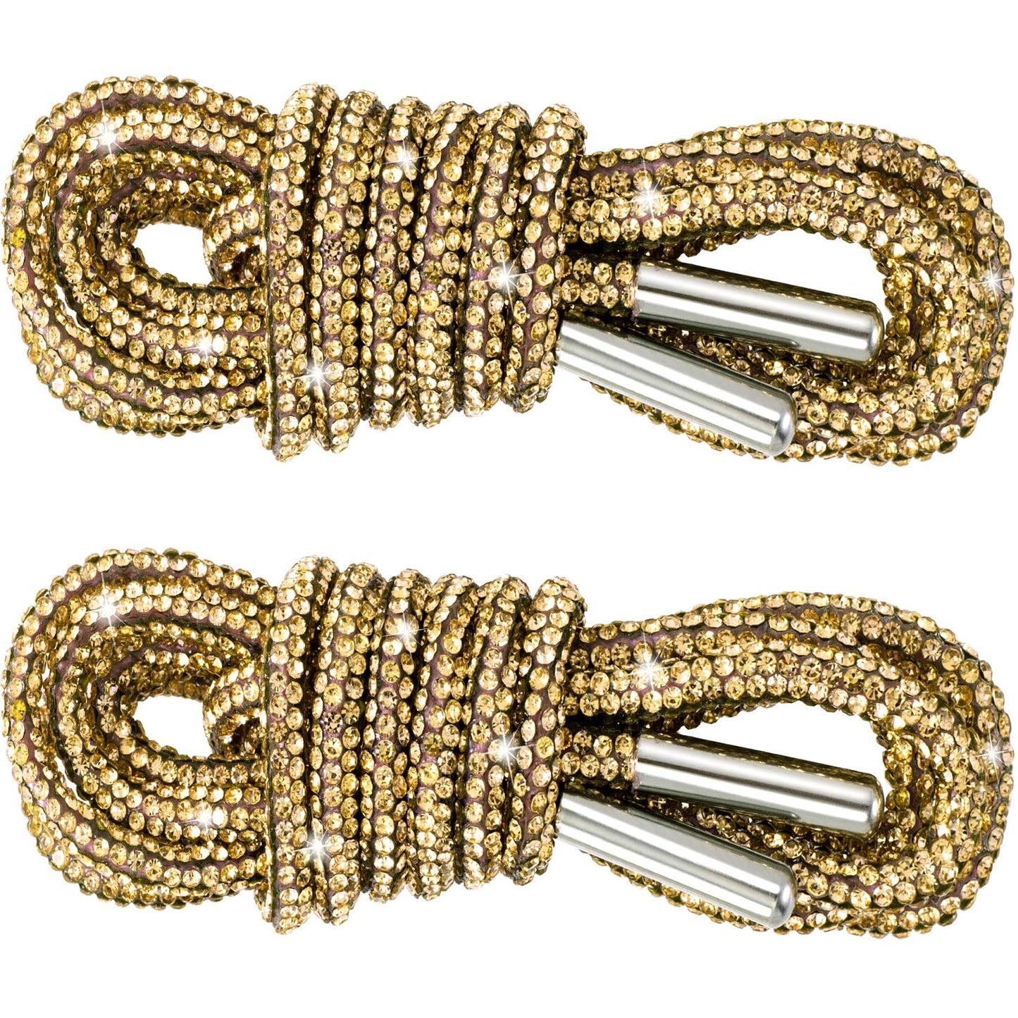 PAGOW 1 Pair Rhinestone Glitter Rope, Crystal Bling Bling Shiny Round Shoe Laces for Sneakers, Drawstring Cords Replacement for Sweatpants Shorts Crystal Hoodies (Gold, 120cm)