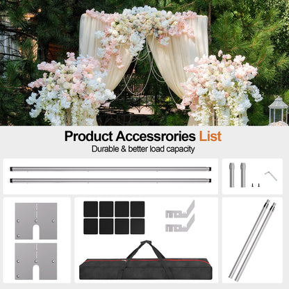 GLOSHOOTING Heavy Duty Backdrop Stand 8.9x10ft, Double Crossbar Pipe and Drape Backdrop Stand Kit, Adjustable Metal Frame, Background Stand for Wedding Photography Birthday Party Decorations