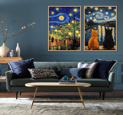 Bzconxin 4 Pack Diamond Painting Kits for Adults,Starry Night Diamond Art Kits for Beginners,Diamond Dots Gem Art Crafts Round Full Drill Funny Crafts for Home Wall Decor&Gift-12x16inch