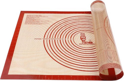 Folksy Super Kitchen Non-Slip Silicone Pastry Mat - Extra Large 28'' x 20'' for Baking & Dough Rolling